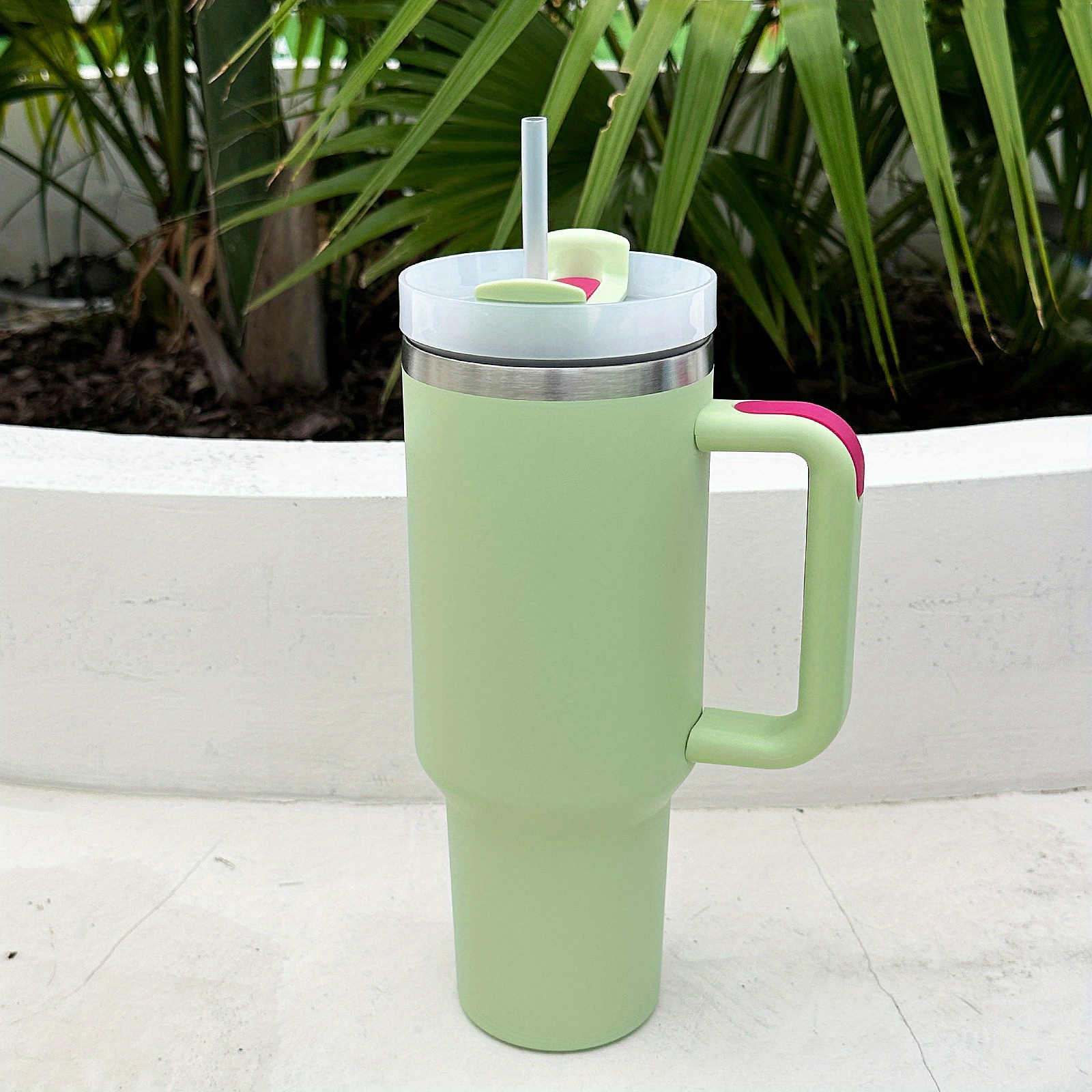 40 oz Tumbler with Handle in Lime Green