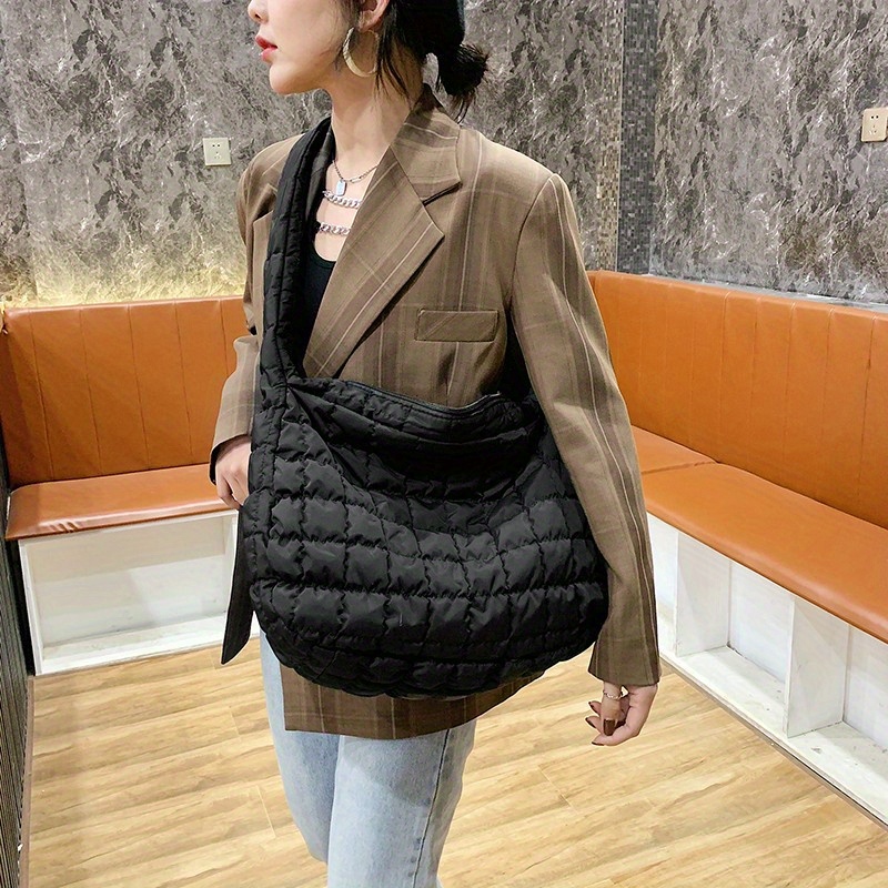 Large Puffer Tote Bag Quilted Down Bag For Women Soft - Temu