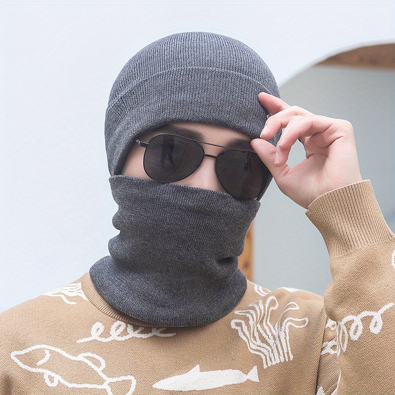 1pc Knitted Fleece Beanie Hats Lined Skull Scarf Hat Unisex Winter Fashion  Headw