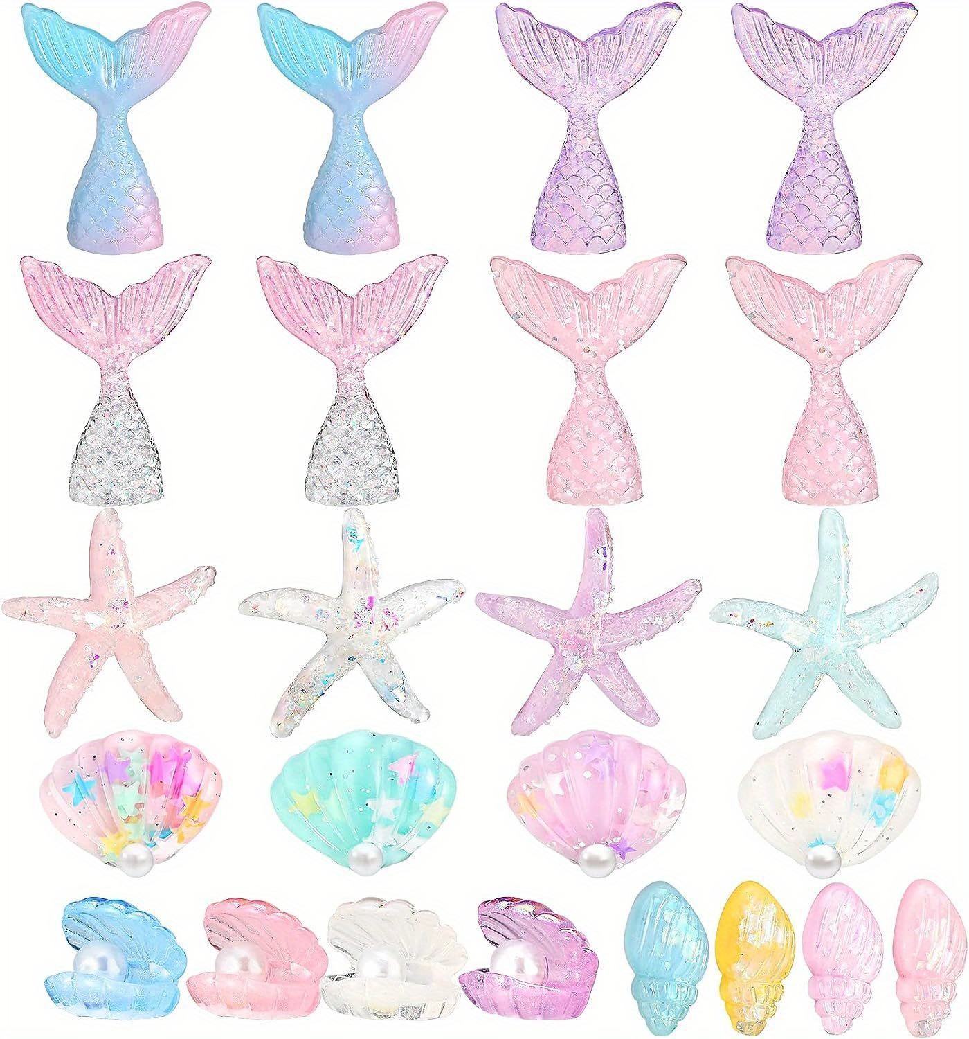 Mermaid Tail Cake Topper Star Conch Cake Cupcake Toppers Sea - Temu