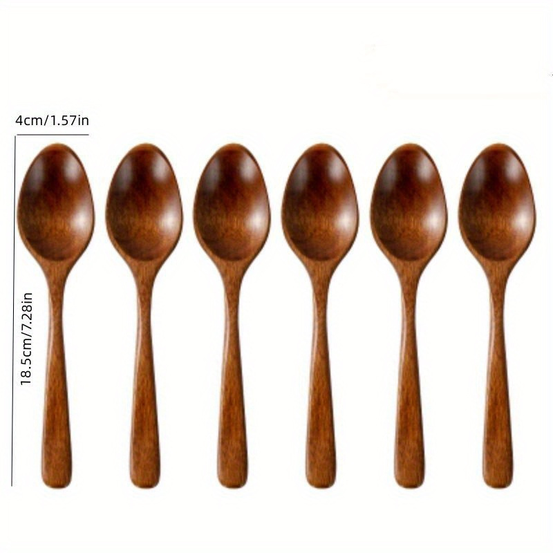 Image of Wooden Spoon Household Wooden Soup Spoon Tableware Spoon Solid Wood Eating Soup Spoon Portable Lightweight Wooden Spoon