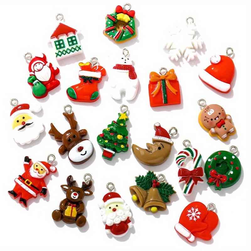 kockuu 1 28pcs Mini Christmas Ornaments Set for Mini Christmas Tree  Decorations Small Tree Resin Miniature Ornaments for Christmas Craft