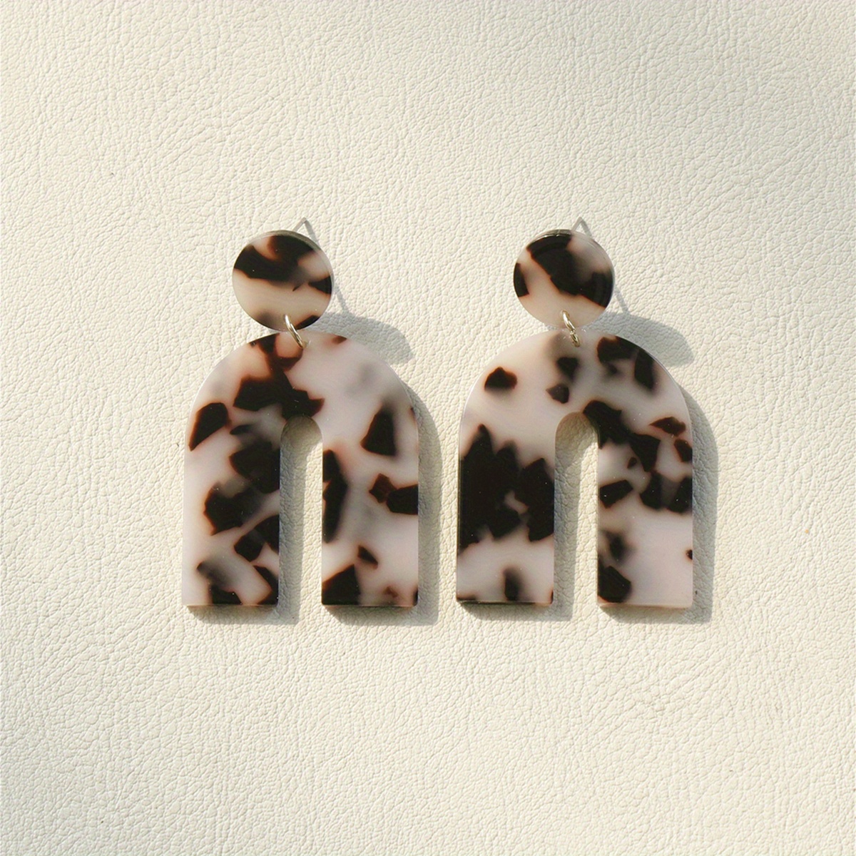 1 Pair Door-shaped Leopard Print Bohemian Style Vintage Fashion Acetate Acrylic Pendant Earrings Women's Vacation Daily Wear