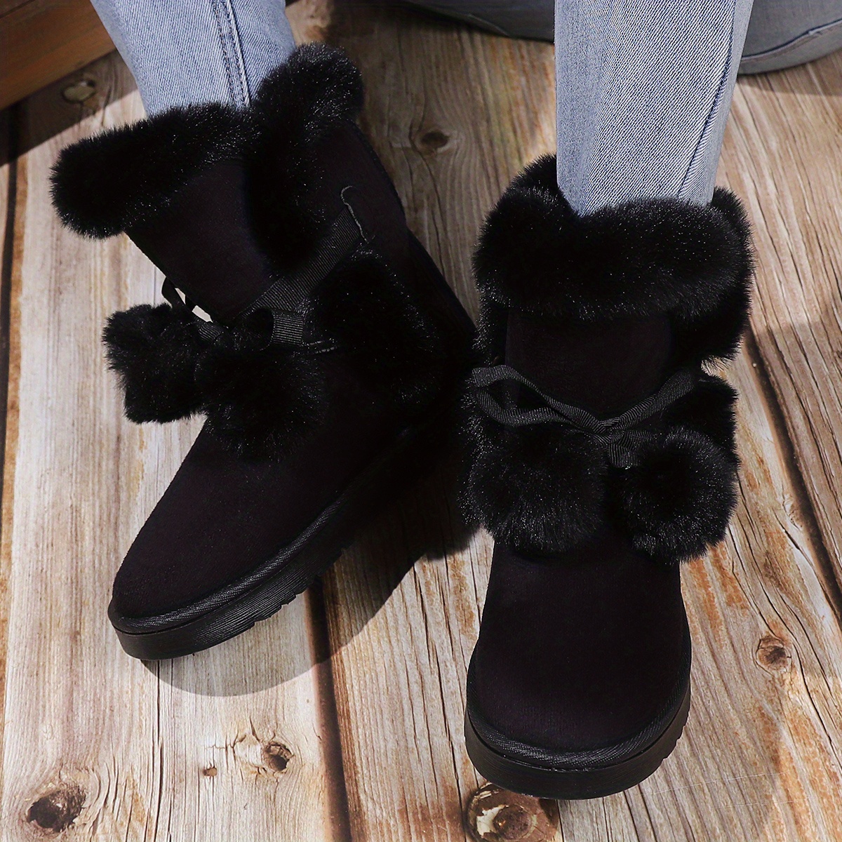 Winter boots clearance with pom poms