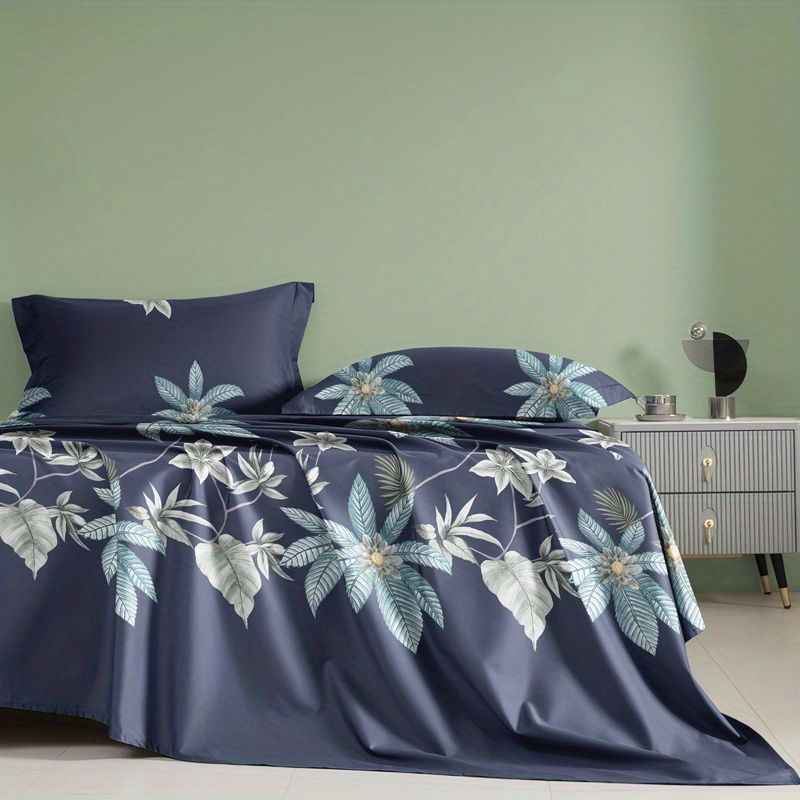 Elegant Brushed Flat Sheet Floral Printed Bed Sheet Bedroom - Temu ...