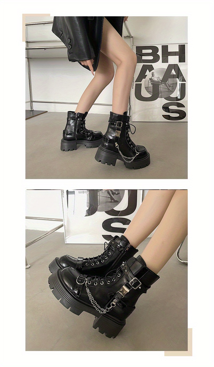 Combat Platform Boots with Chain