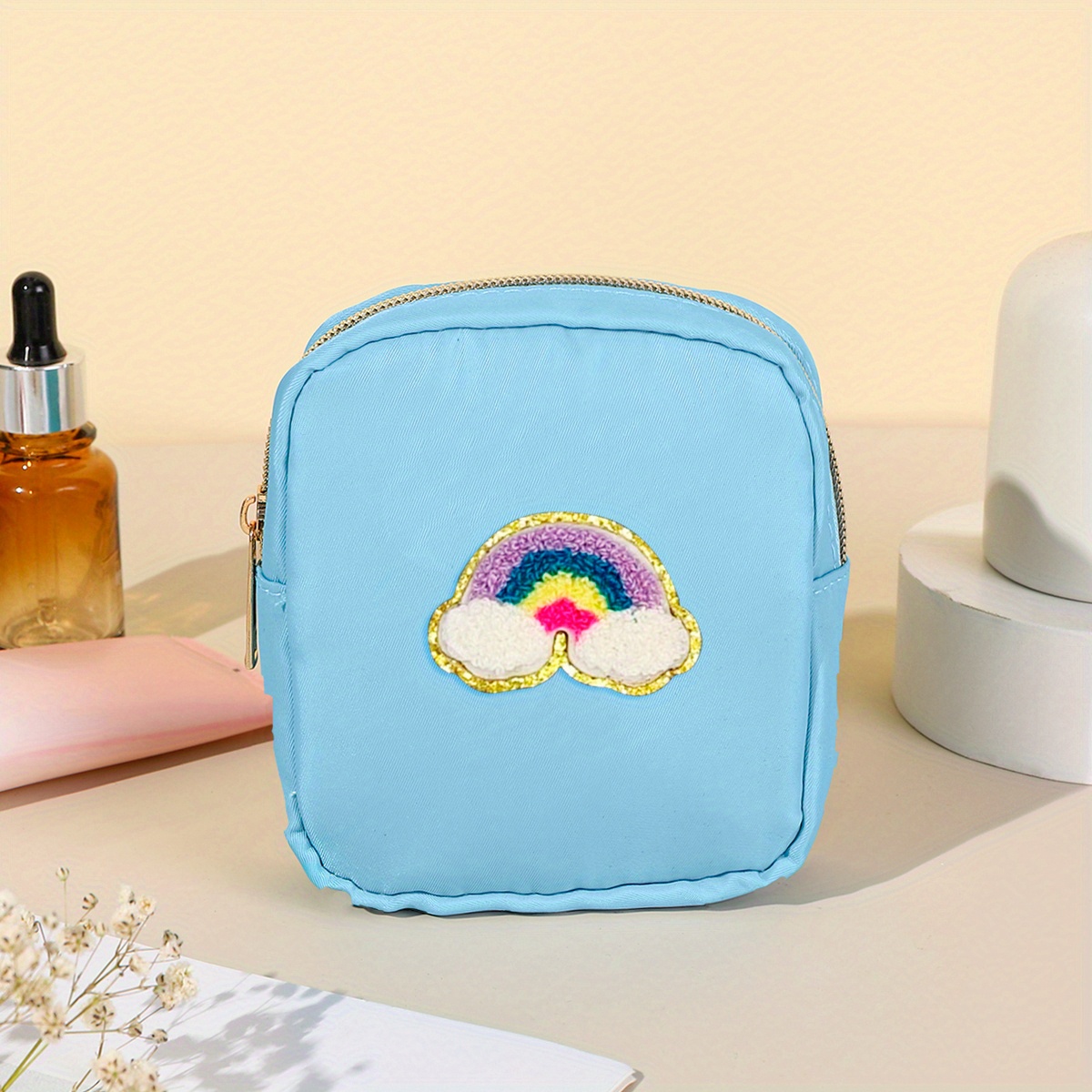 Nylon Mini Makeup Bag For Purse, Preppy Small Cute Makeup Bag