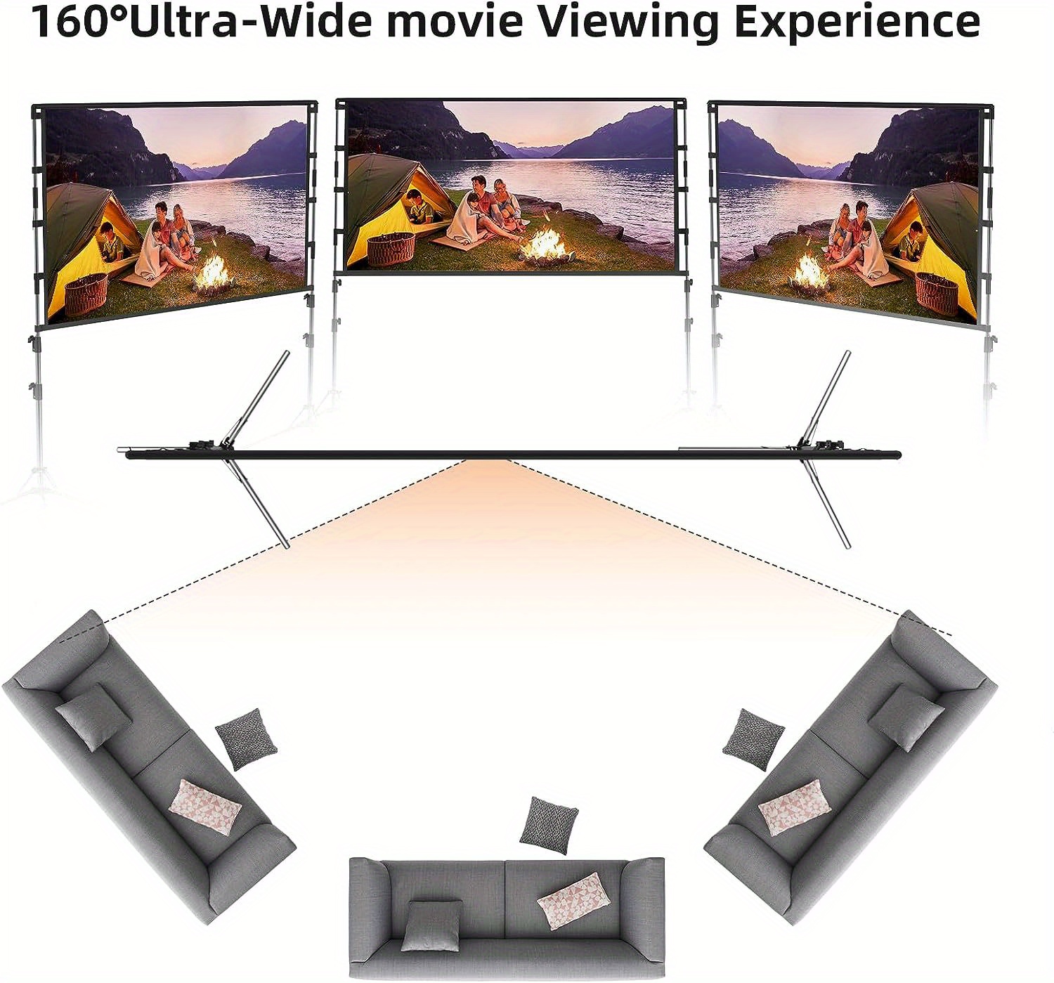 Projector Screen with Stand, Vamvo 80 inch Portable Foldable Projection  Screen 16:9 HD 4K Indoor Outdoor Projector Movies Screen for Home Theater