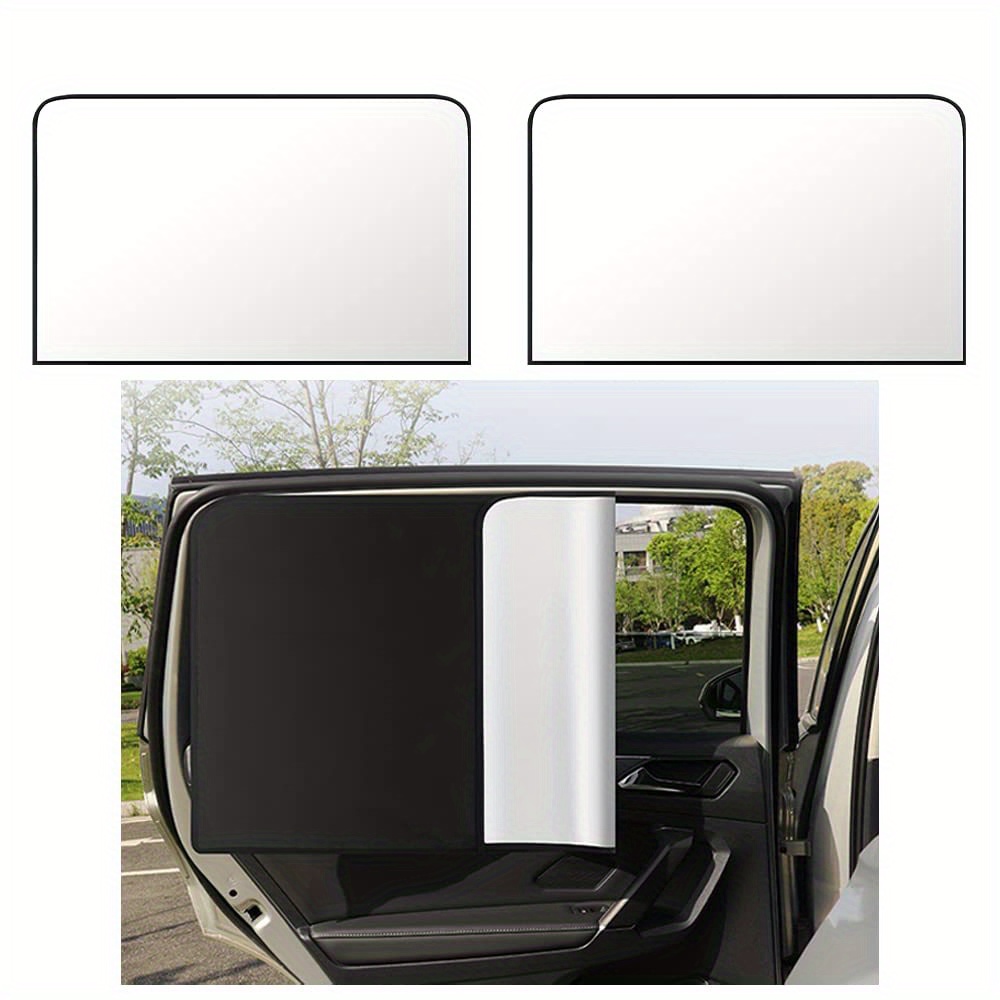 Car Side Window Sunshades Set with Hidden Magnetic Silvery Curtains