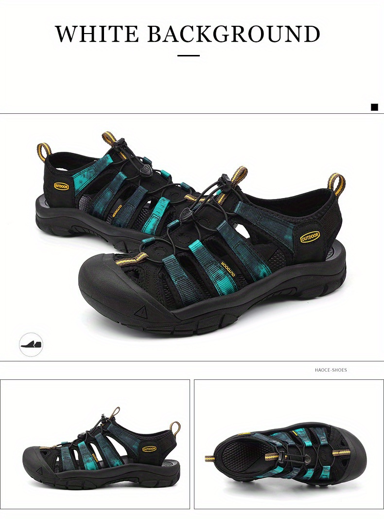 Mens No Tie Sandals Non Slip Outdoor Hiking Trekking Toe Sandals Comfy