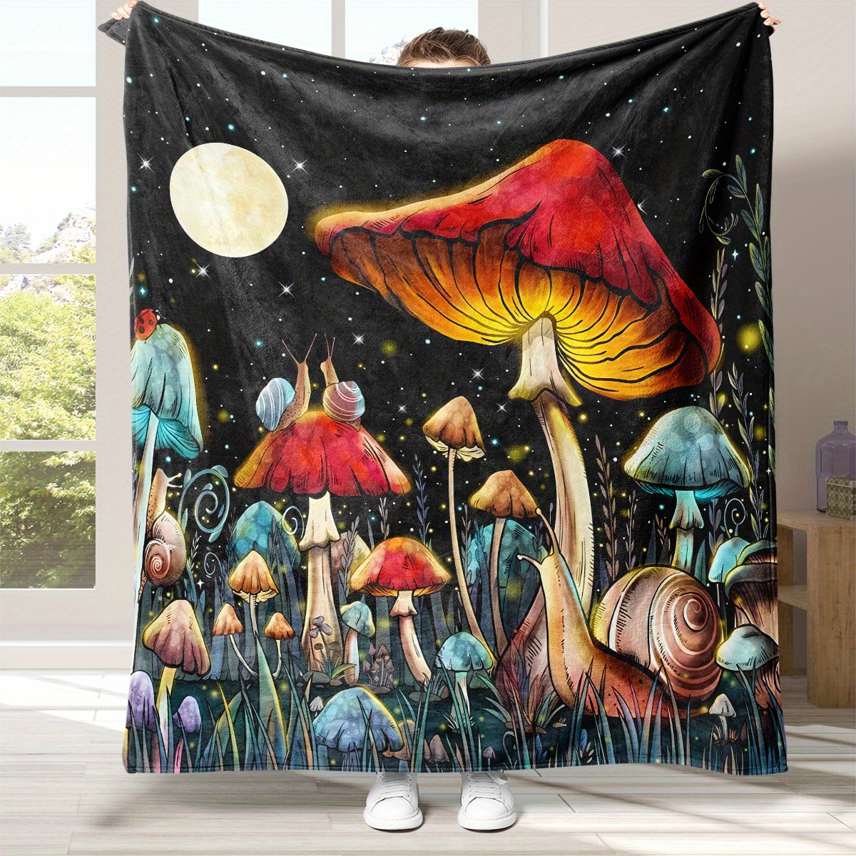 Mushroom Pattern Print Blanket main image 1