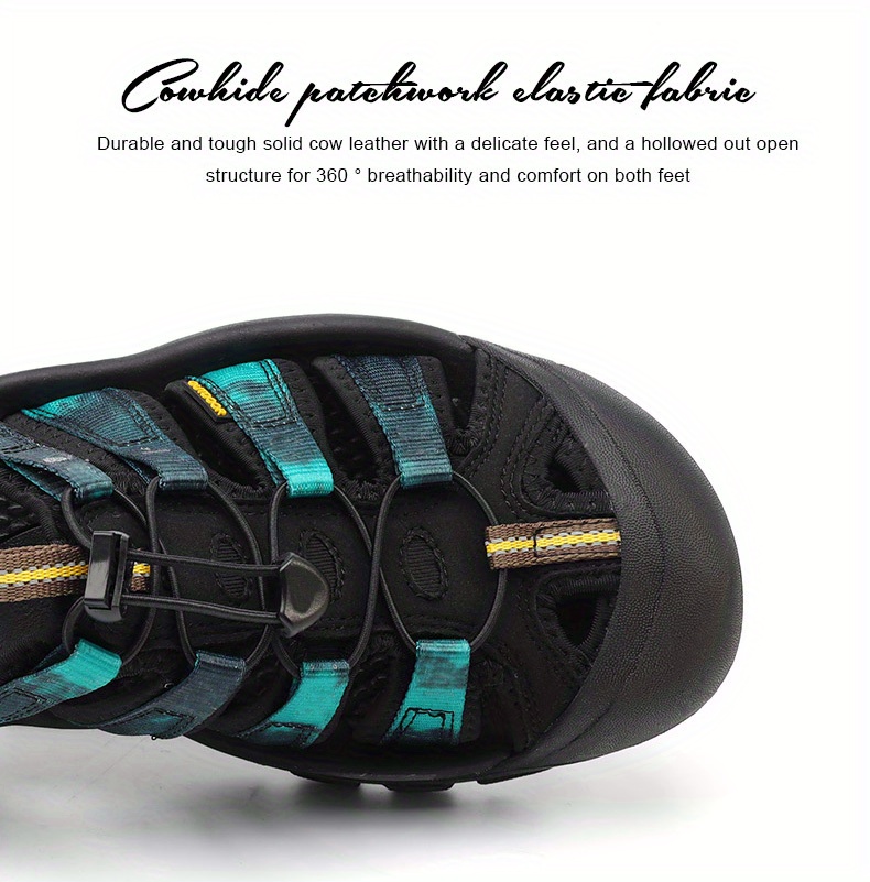 Mens No Tie Sandals Durable Non Slip Outdoor Hiking Trekking Closed Toe