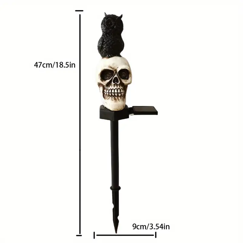 1pc skull halloween decoration solar lawn light halloween decoration outdoor skull halloween owl cat decoration realistic resin material for garden party home indoor details 5