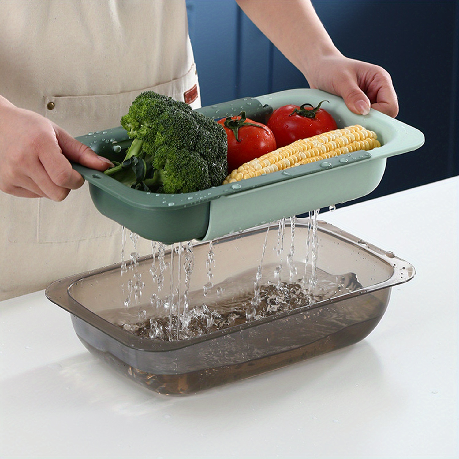 Ensemble passoire transparente 2 en 1 avec bol – Passoire, rondelle à  fruits, passoire, gadgets de cuisine pour le lavage des fruits et légumes  Vllold