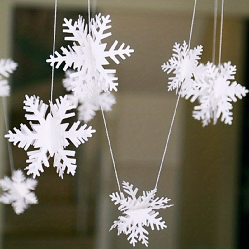 Christmas Tree Decoration Snowflakes White Plastic - Temu