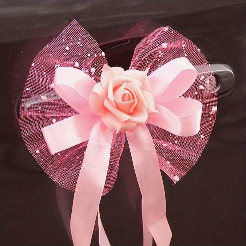  Ribbon Wedding Car, Rose Car Decoration, Artificial Rose  Flowers Wedding Car Decoration Bouquet Bow Ribbon Set for Wedding, Party,  New Houses Ornament Supplies Accessories Champange Type 2 : Home & Kitchen