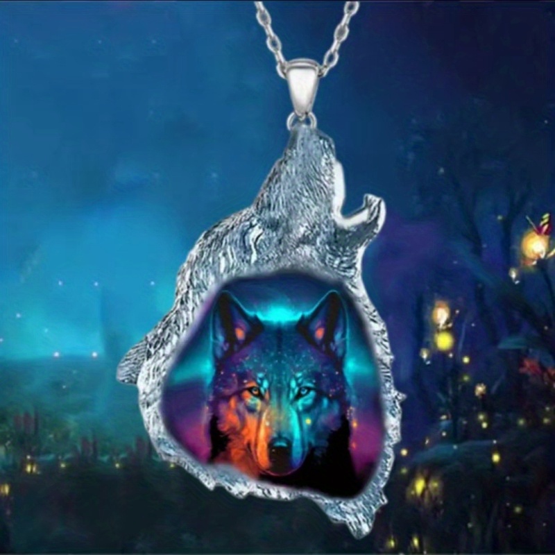 1pc Accessoires De Mode Collier Pendentif Loup En Cristal - Temu Belgium