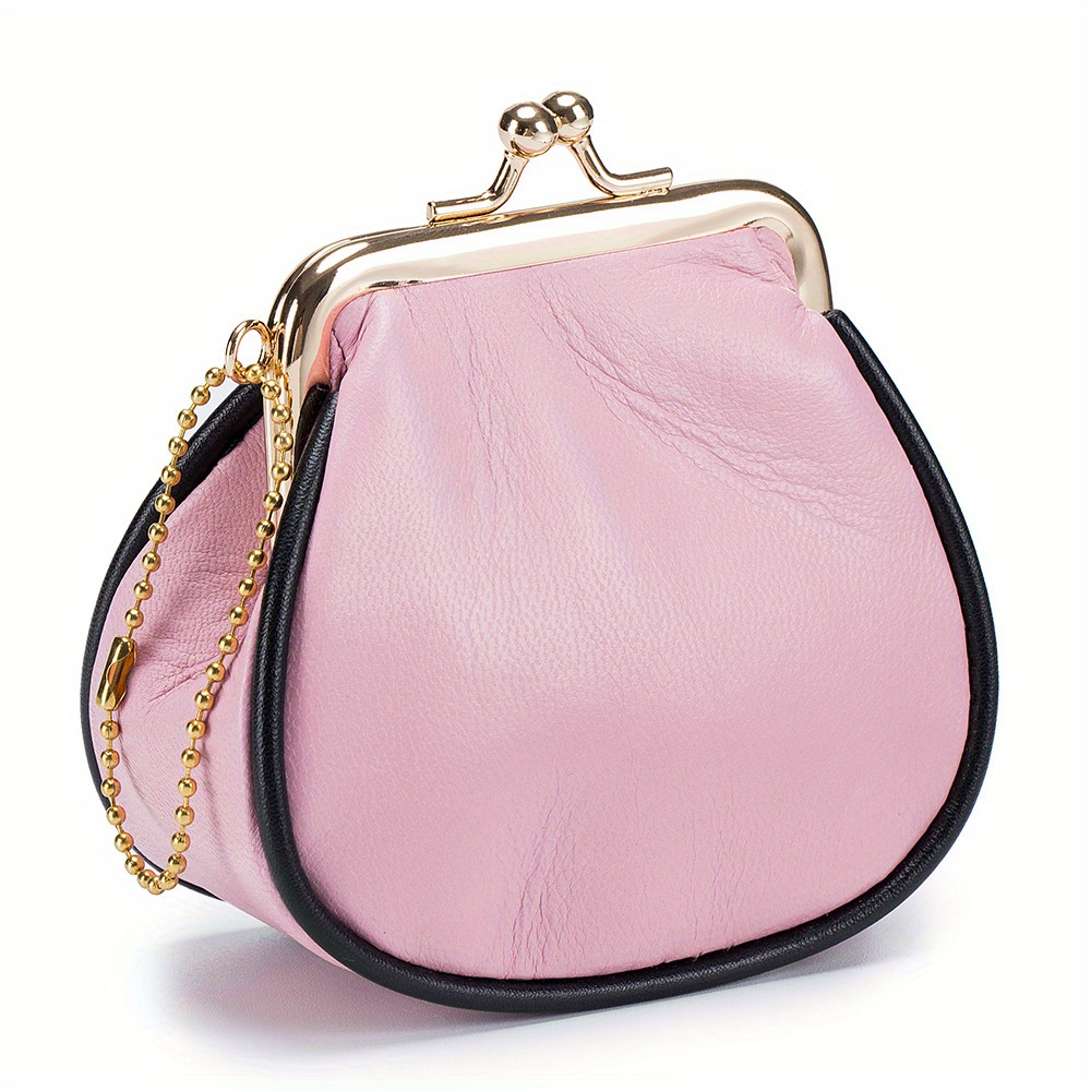 ROUROU Genuine Leather Clutch Bag for Women Kiss Lock Wallet Retro Coin  Purse Coin Organizer Cute Purse