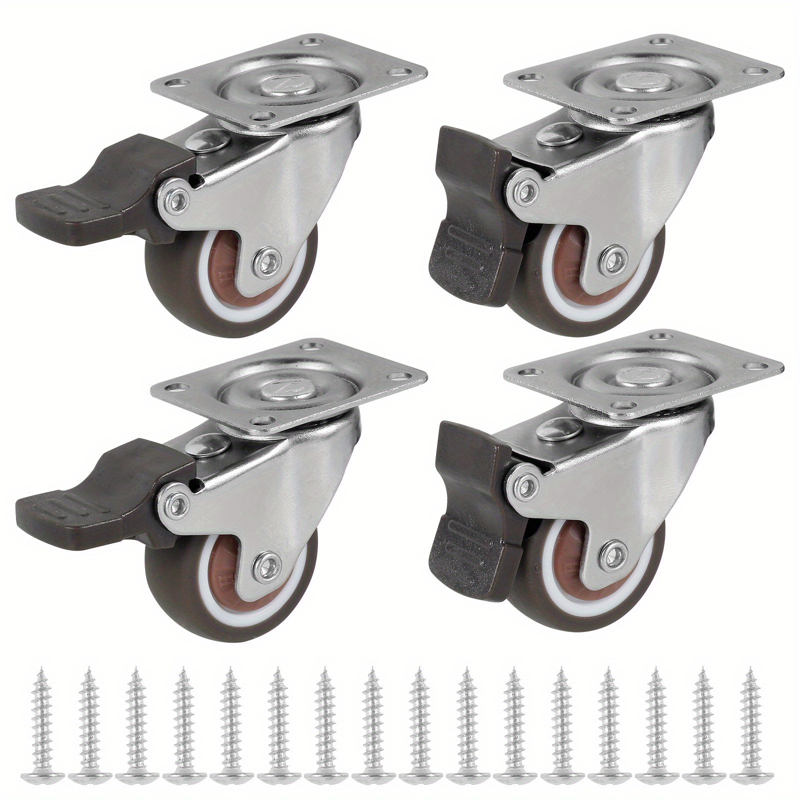 4pcs heavy duty swivel caster wheels silent rotatable lockable perfect for furniture equipment details 0