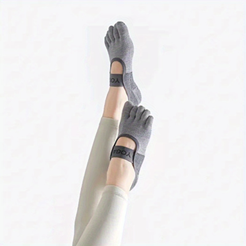 4 pares de calcetines de yoga para mujer, calcetines de pilates  antideslizantes con agarre de 5 dedos, calcetines deportivos, suela de goma  adecuada, para baile, yoga, pilates TUNC Sencillez