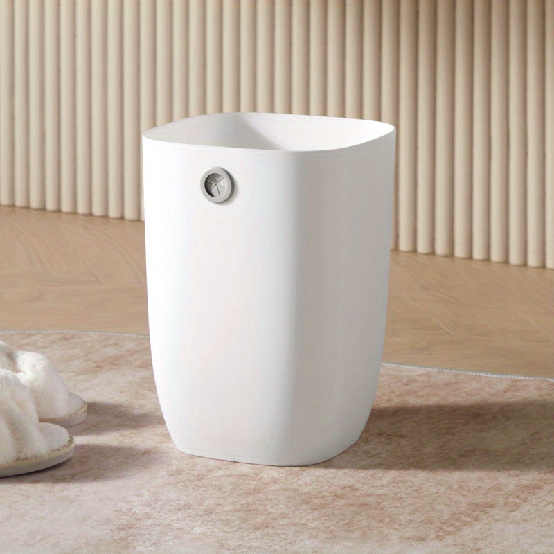 Solid Color Trash Can With Rubbish Bag Plug Minimalist Large - Temu