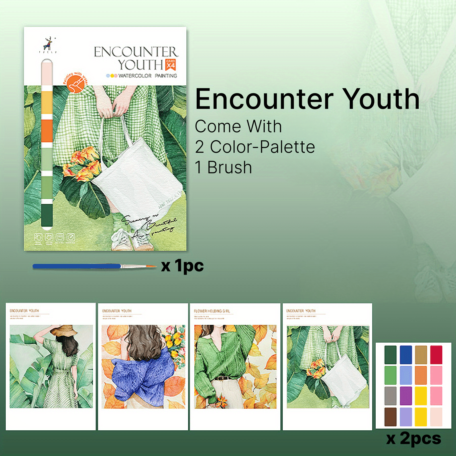 Creative Watercolor Painting Book 4 Sheets Book Come With Color Palette