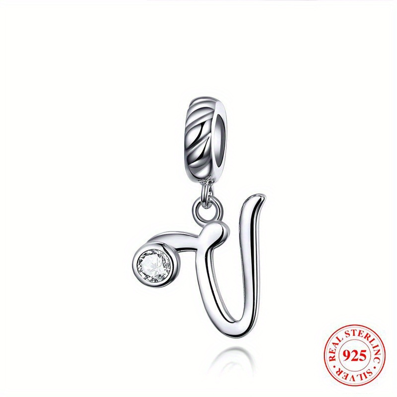 925 Sterling Silver 26 English Initial Letters Pendant Personality Bracelet  Accessories Diy Jewelry Accessories - Temu