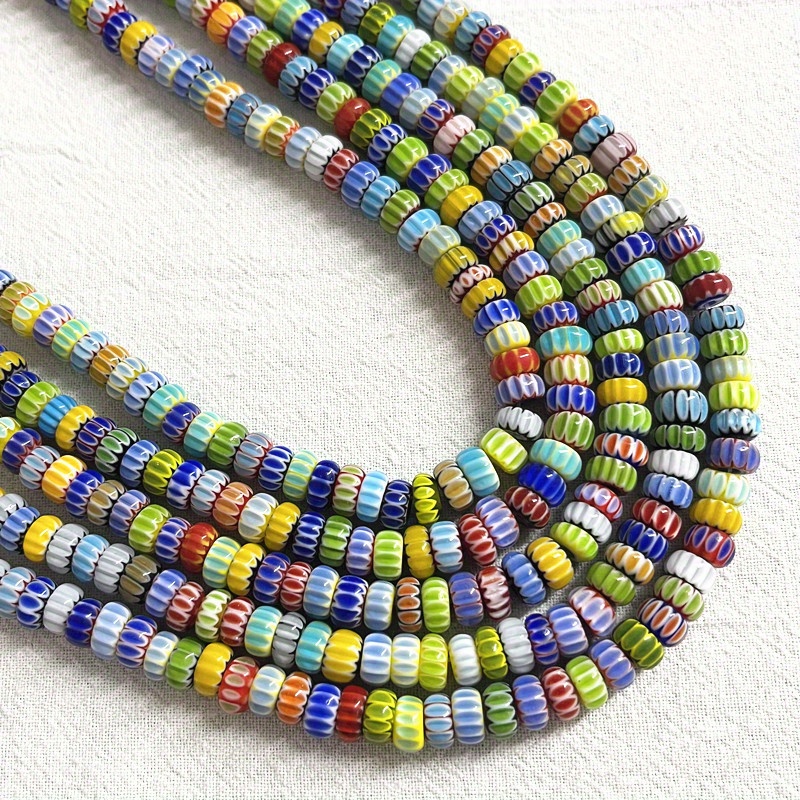 Millefiori glass beads, Assorted mixed colors, Jewelry making supplies