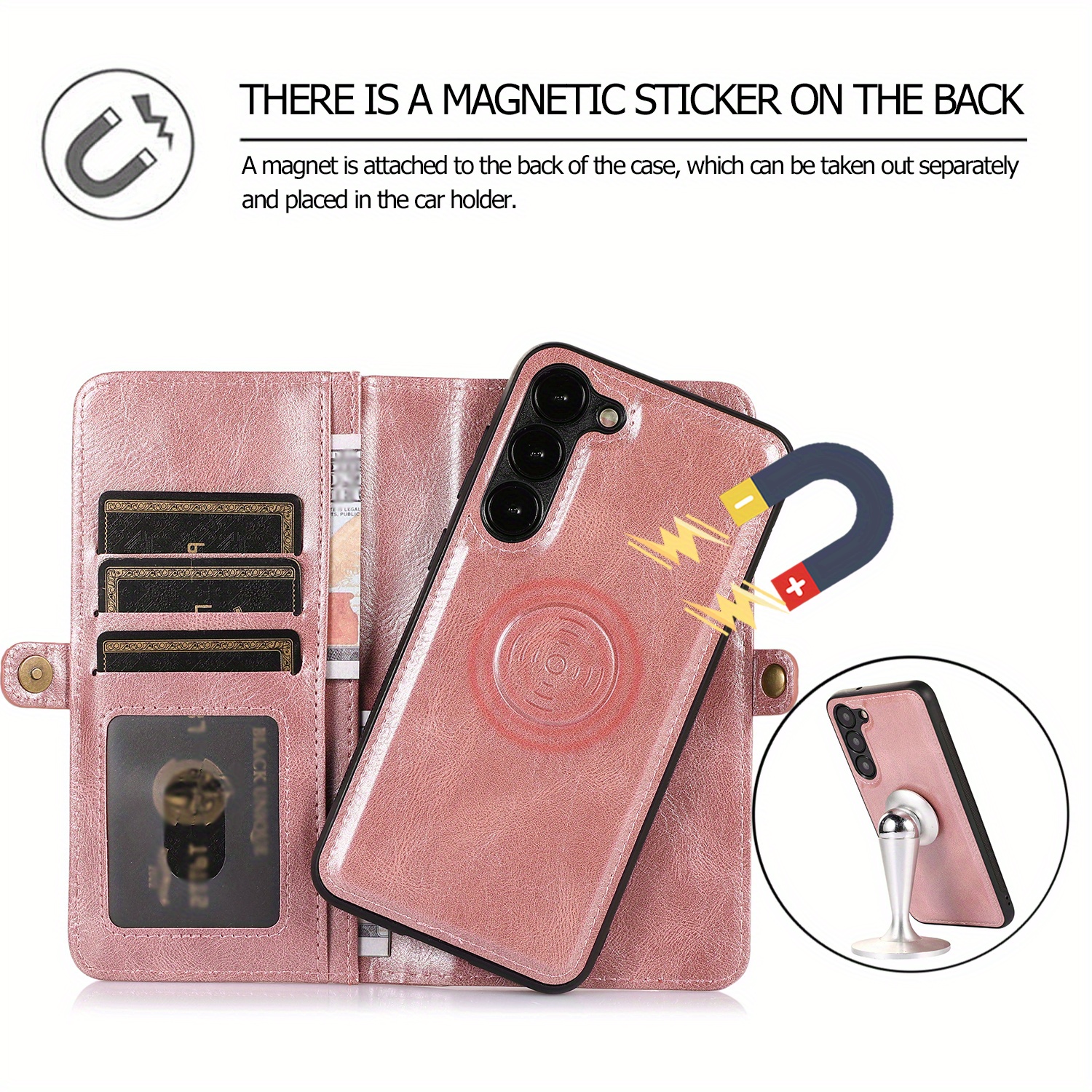 Tech Circle Wallet Case for Samsung Galaxy S23 Ultra,Double Magnetic Clasp Zipper Purse PU Leather Wallet Case with Credit Card Slot Holder Wrist