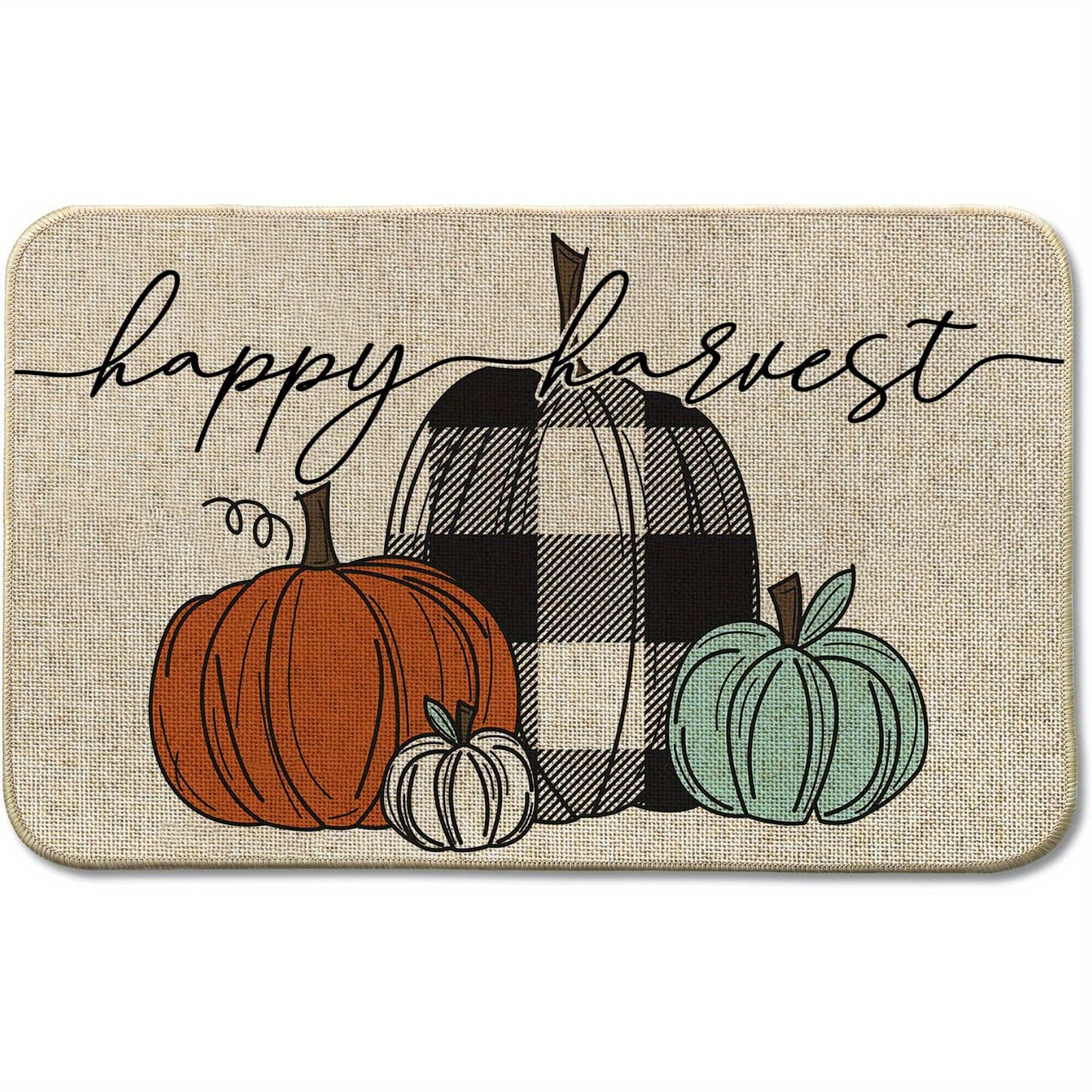 Watercolor Pumpkin Decorative Door Mat, Family Seasonal Autumn