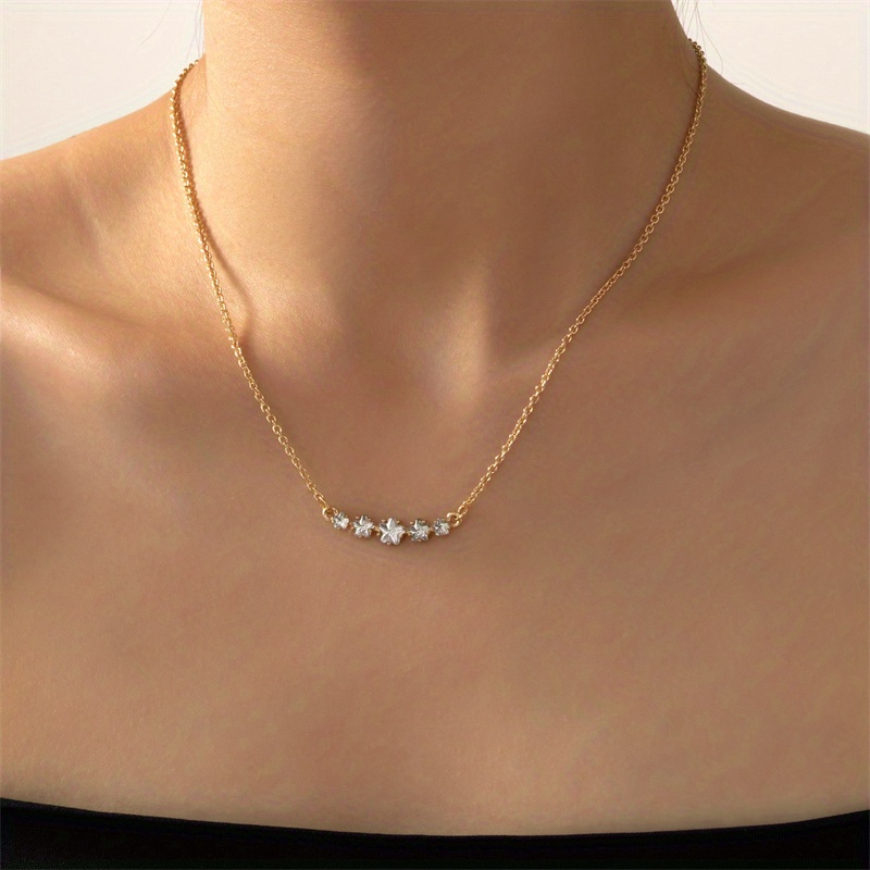 Glitter Star Zircon Pendant Necklace, 14k Gold Plated Luxury Design Neck  Jewelry Gift For Women Girls - Temu