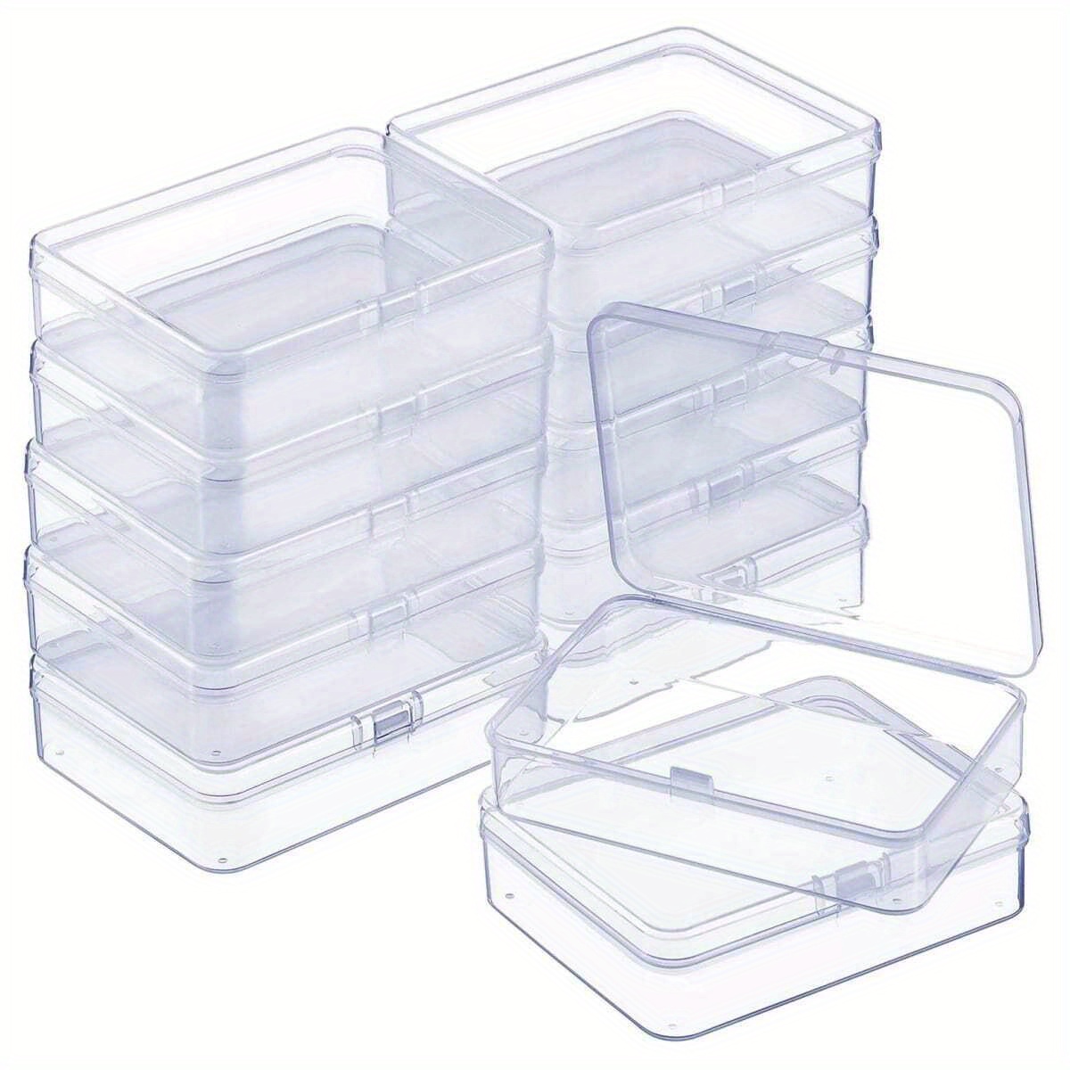 12Pcs Mini Plastic Storage Containers Box with Lid, 3.5x2.4 Inches Clear  Rectangle Box for Collecting Small Items, Beads, Game Pieces, Business  Cards