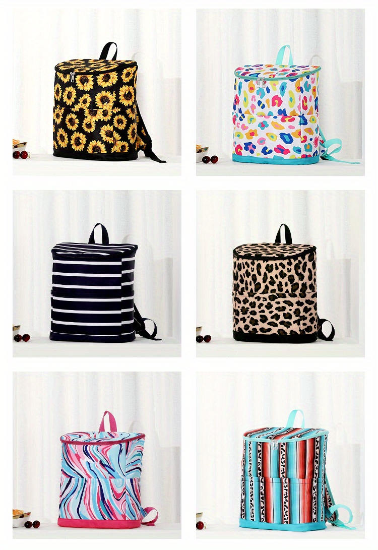[Insulated Cooler Backpack] DANCURKEY Insulated Cooler Backpack | Large Capacity, Lightweight Nylon Thermal Bag for Outdoor Camping, Picnic, Fishing, and Beach Trips, Mixed Patterns, Non-Food Contact, Women's