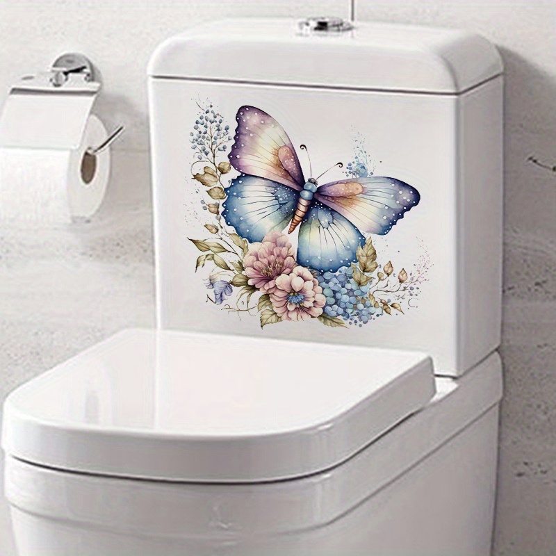 Floral Butterfly Toilet Seat Decal Waterproof Self adhesive - Temu ...