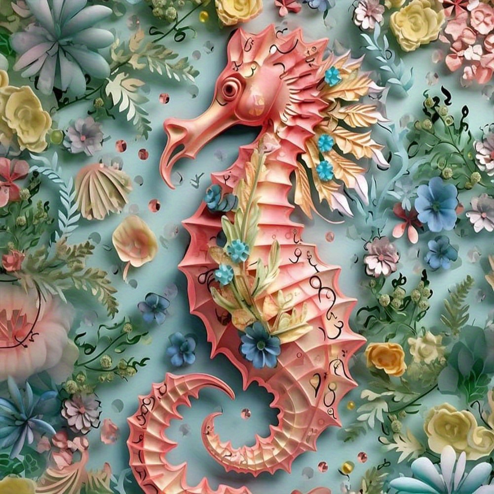 5D Diamond Painting Abstract Colored Sea Horse Kit