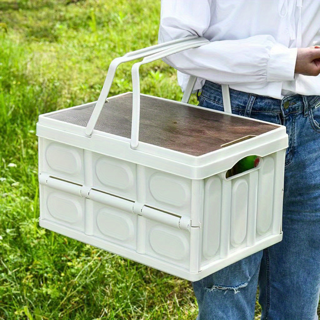 Petite boîte de rangement pliable empilable en plastique pour la maison, le  bureau, la cuisine, le garage, la voiture, la camionnette, 20 x 14 x 10 cm,  vert ivoire