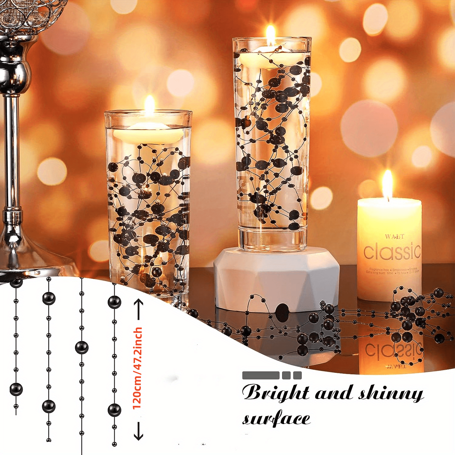 10pcs Pearl String For Floating Candles Centerpiece, Faux Pearl Vase  Fillers, Artificial Pearl Filling In Floating Pearl For Wedding  Centerpieces Tabl