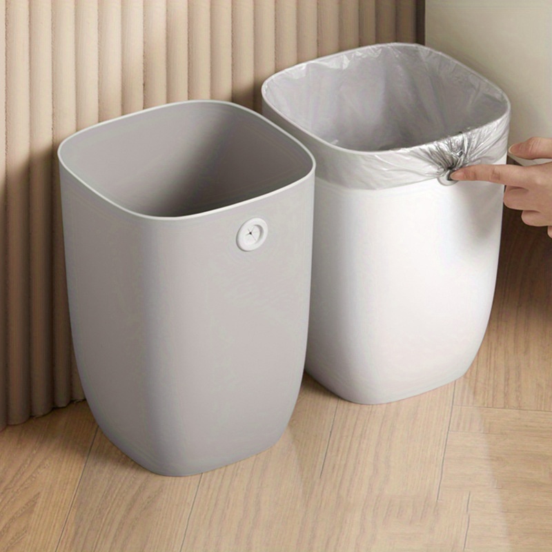 Solid Color Trash Can Household Rubbish Can With Trash Bag - Temu