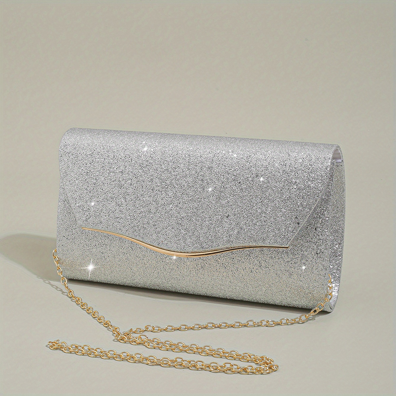 Grey glitter clearance clutch bag