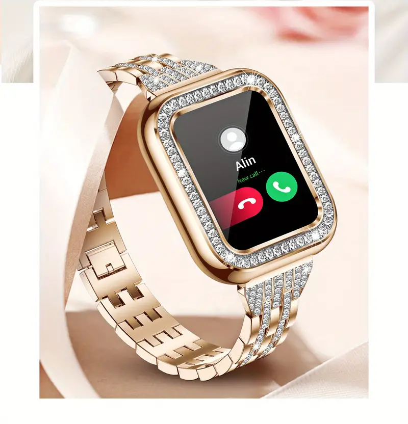 luxury rhinestone smart watch wireless call for women 1 59 hd touch screen multi sport modes period reminder sleep calories monitoring fitness sports watch for android ios details 7