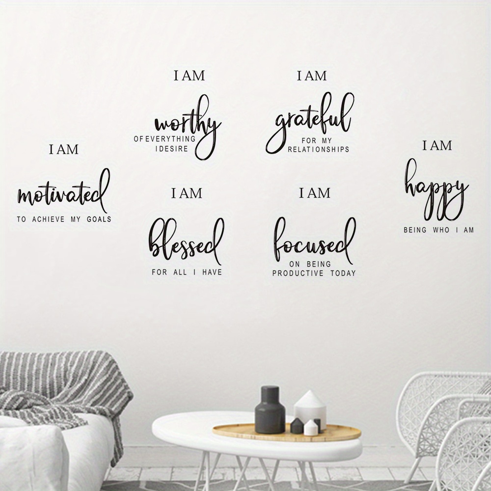 I Am Vinyl Lettering Wall Decals Stickers Positive Health Quotes