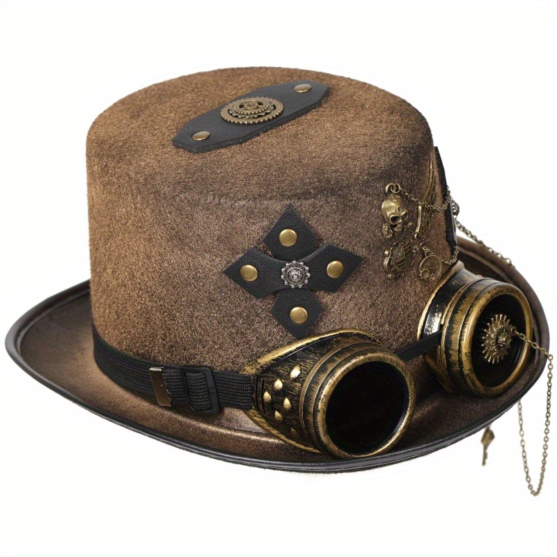 1pc Cappello A Cilindro Steampunk Uomo Catena In Pelle - Temu Italy