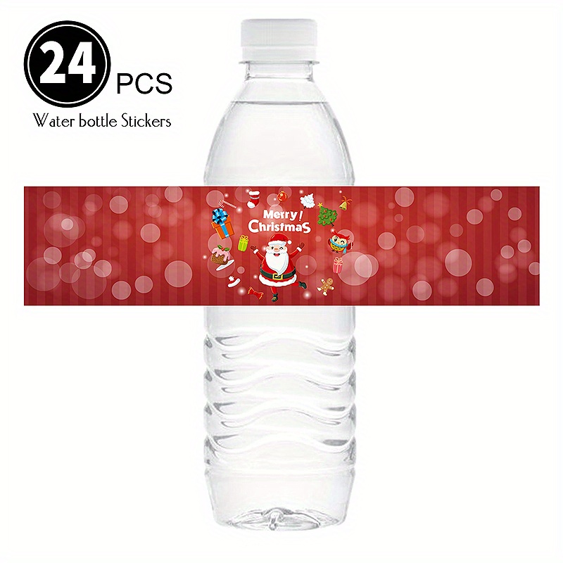 24pcs Christmas Themed Bottle Labels Stickers For Party Water Bottle  Wrapping