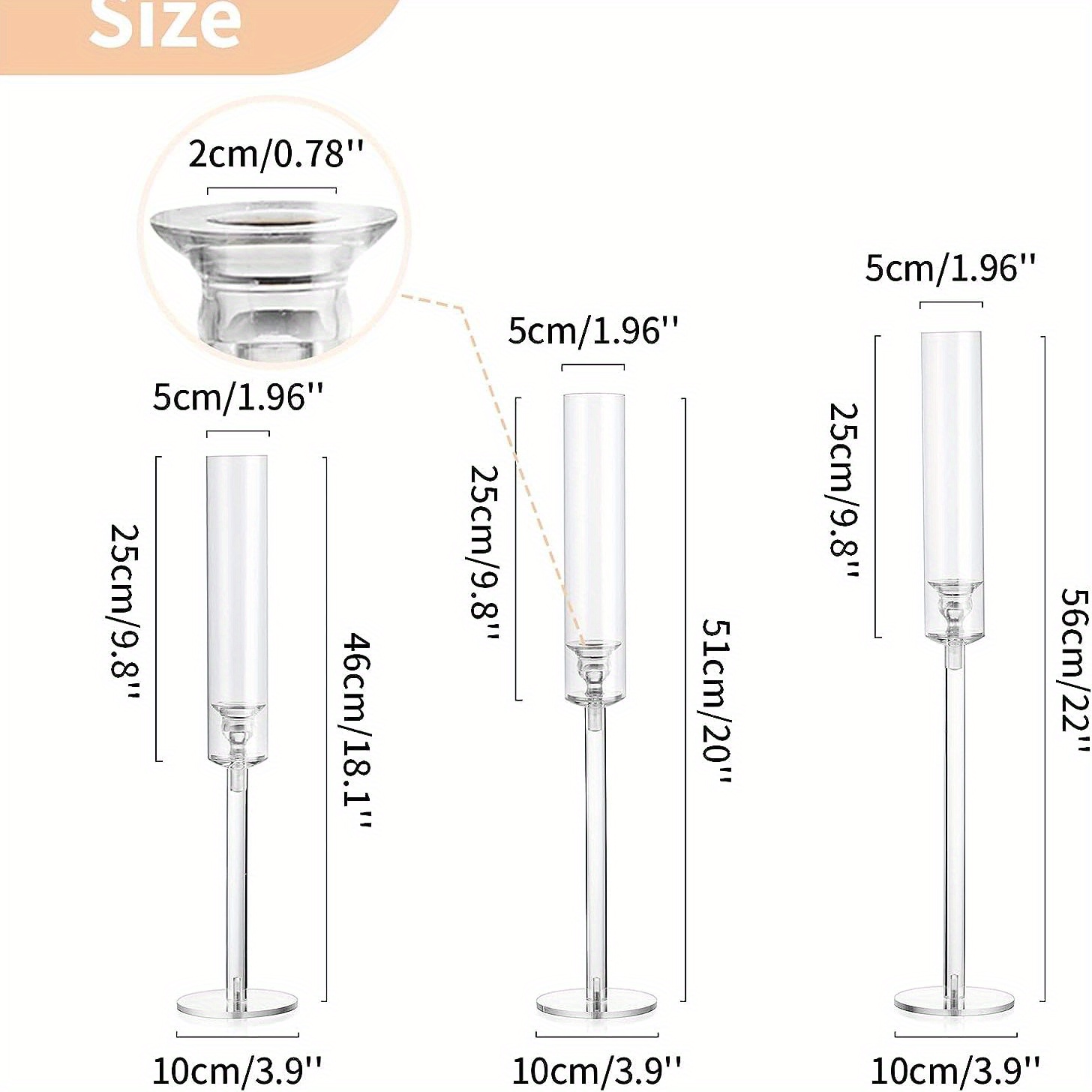 3 Pezzi/set Portacandele, Portacandele In Acrilico Hurricane, Portacandele  Lunghi Portacandele Conici, Paralumi Cilindrici, Centrotavola Feste  Matrimonio, Decorazioni Ristoranti, Candele A Led, Protezione 'acquirente  90 Giorni