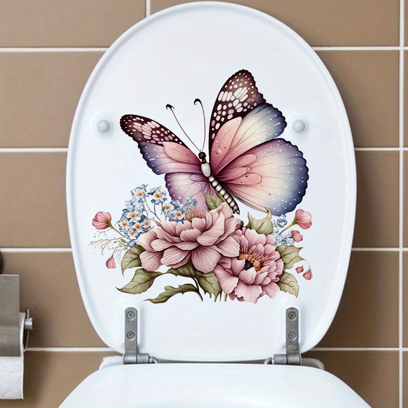 1pc Bagno Adesivo Toilette Belle Fiori Farfalla Decorazione - Temu Italy