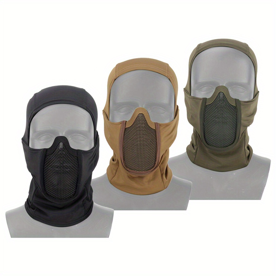 Maschera Da Caccia Per Copricapo Da Esterno, Maschere Da Passamontagna  Integrale Per Softair Paintball CS In Maglia D'acciaio, Visiera Morbida Per