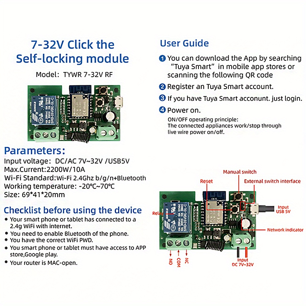 Módulo de relé inalámbrico Abrepuertas WiFi interruptor 4 canales avance  lento/autobloqueo relé DIY control remoto de puertas garaje con control  remoto RF de 433 Mhz compatible con Alexa, Google IFTTT : 