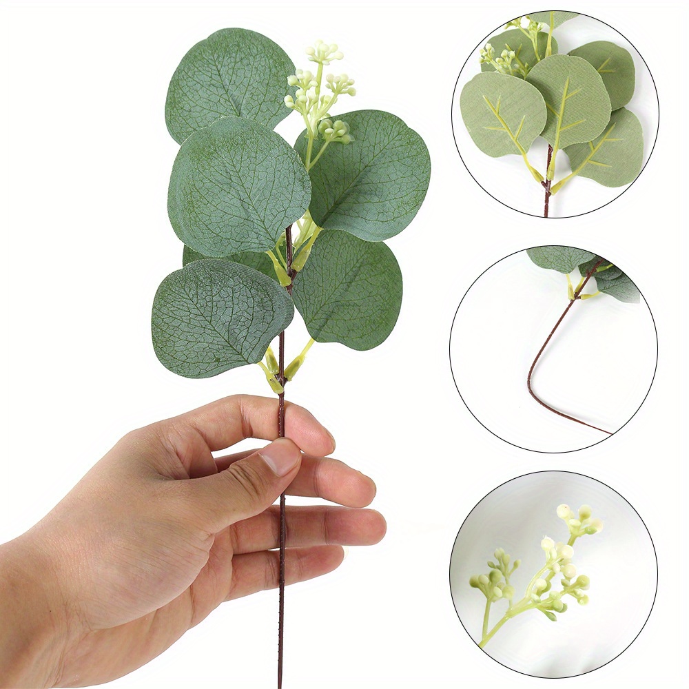 30 90pcs Mixed Eucalyptus Leaves Stems Bulk Artificial Silvery Dollar