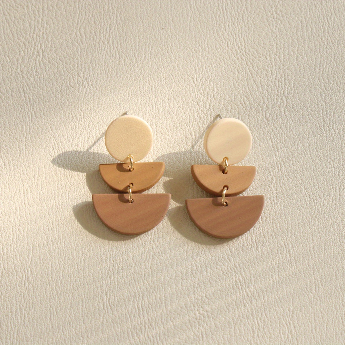 Image of Semi-circle & Round Sheets Design Dangle Earrings Retro Cute Style Acrylic Jewelry Trendy Gift For Women Daily Casual
