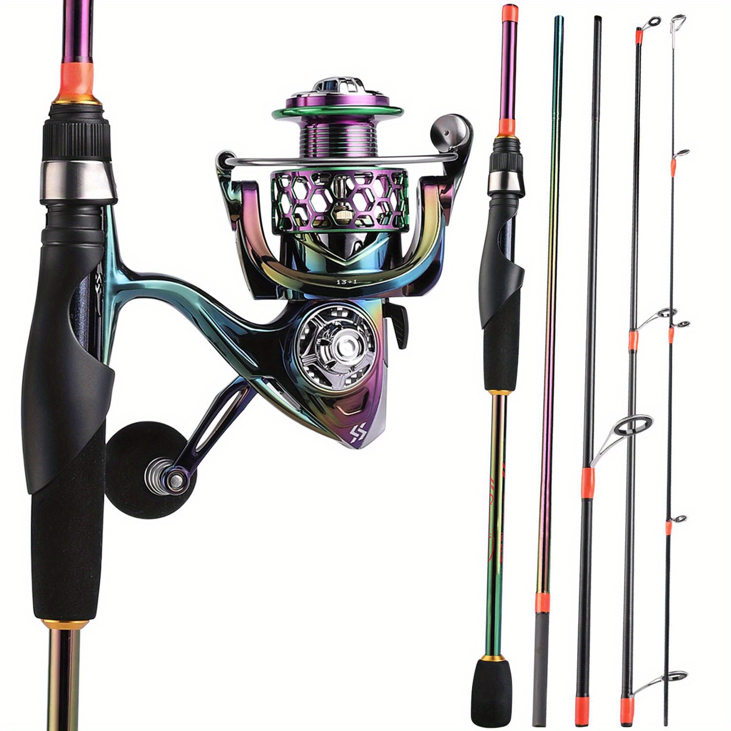 Cheap Spinning Fishing Rod and Reel Combos Carbon Fiber 1.8m-2.4m with  13+1BB Reel Outdoor Sports Fishing